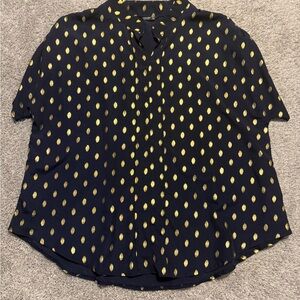 SHEIN Black and Yellow Boxy Button Down Blouse